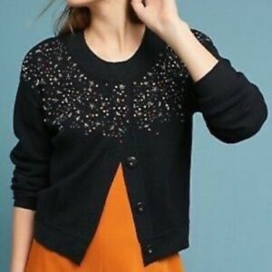 moth fallen star bead embellished black cardigan